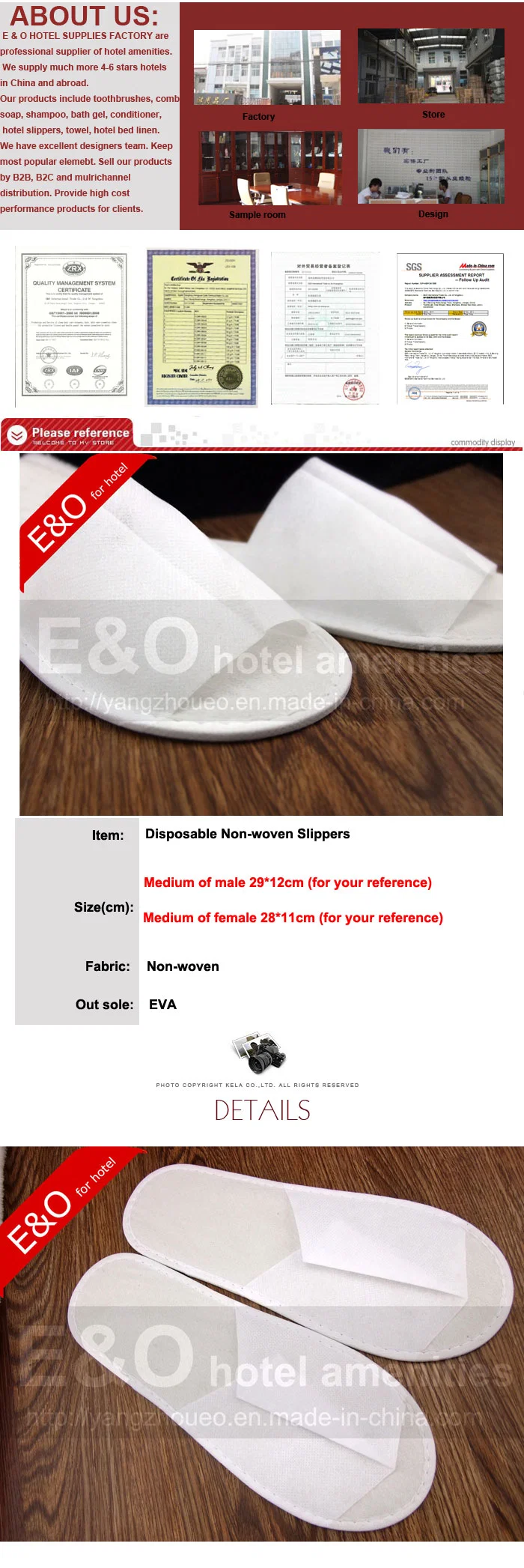 Non-Woven Fabric Disposable Hotel Slippers with Cheapest Price