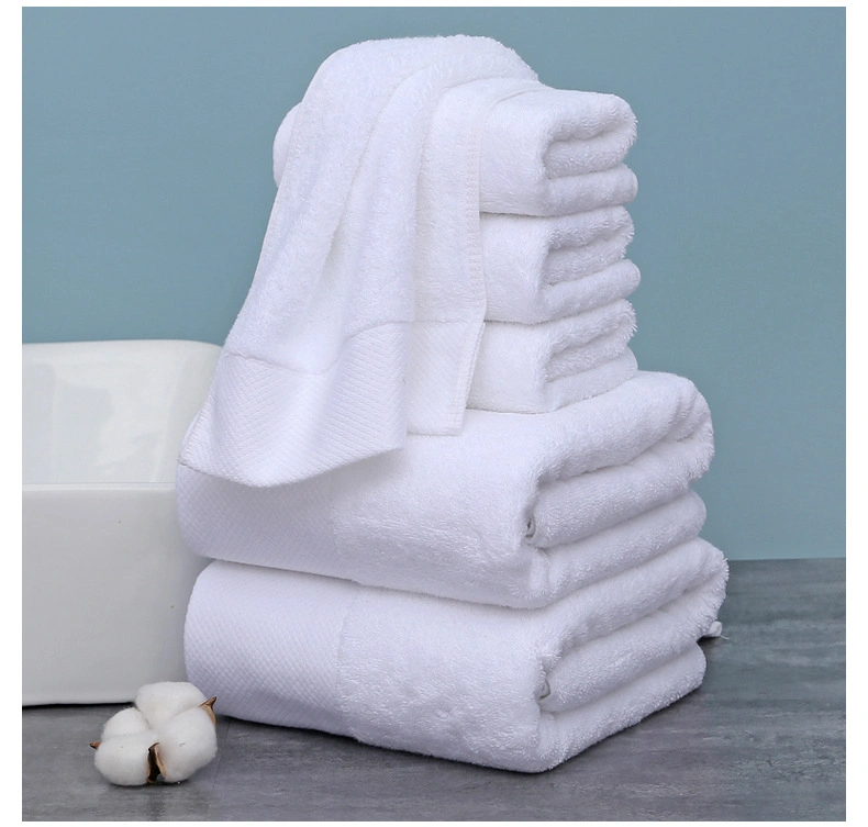 High Quality Custom Logo Embroidery Organic 100 Cotton White Hilton Bathroom Hotel Towel Sets Luxury Hotel Hand Face Bath Washing Towels