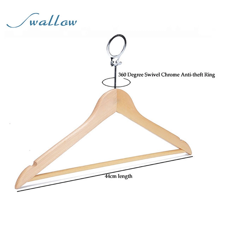 Clothes Store Hotel High Quality Wooden Anti-Theft Hanger with Security Ring - Swallow