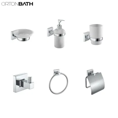 Juegos de accesorios de baño Muestra barata disponible Accesorios de baño de hotel cromados Accesorios de baño de 6 piezas